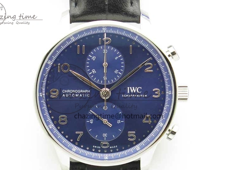 MIROTIME 0724 Timeless Portuguese Chrono IW371606 ZF 1:1 Best Edition Blue Dial on Black Leather Strap A 7099